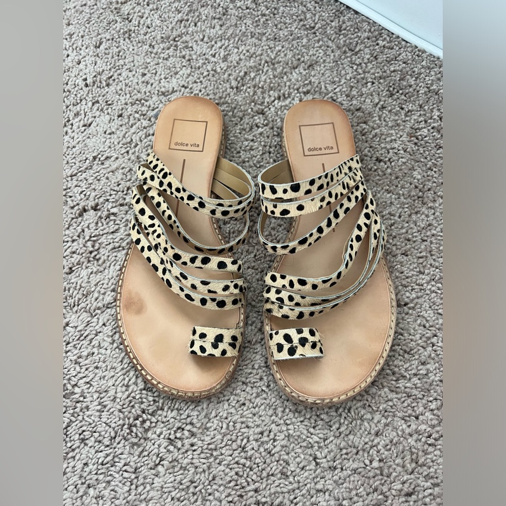 Dolce vida leopard strappy sandals